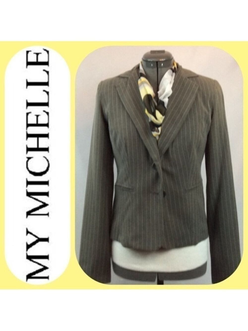 MY MICHELLE Gray Pin-strip Jacket, fully lined
w/ 2 button closure. Size S. NWT